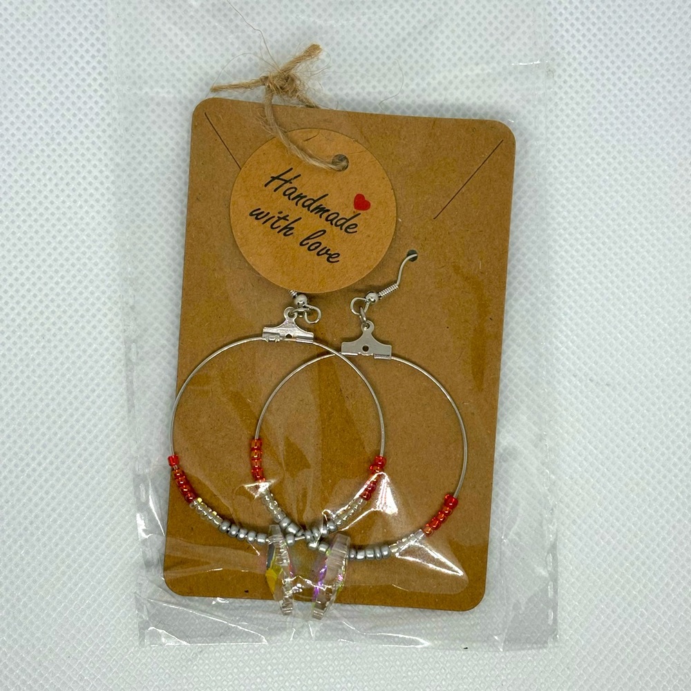 Handmade beaded hoop earrings